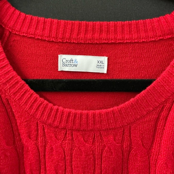 Croft & Barrow Red Cable Knit Sweater XXL | Classic Crewneck Pullover - Picture 2 of 4